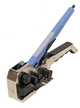 combination strapping tool for serrated seals